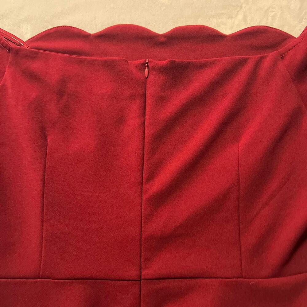 Miss may scalloped neck dress burgundy formal dress midi - Picture 6 of 7